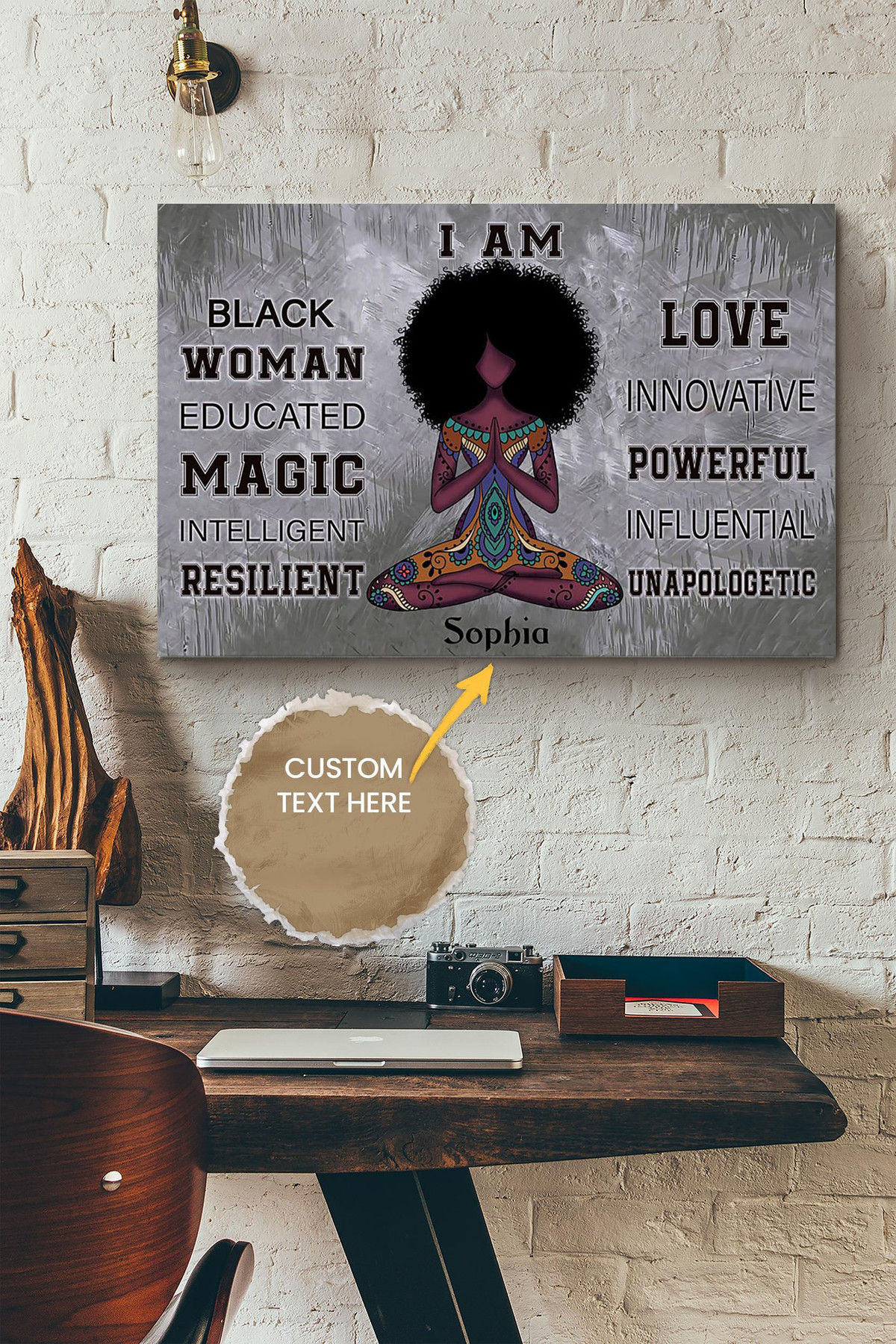 African Yoga Girl Personalized Canvas Woman Gift For Black Women African Women Canvas Gallery Painting Wrapped Canvas Framed Prints, Canvas Paintings Wrapped Canvas 8x10