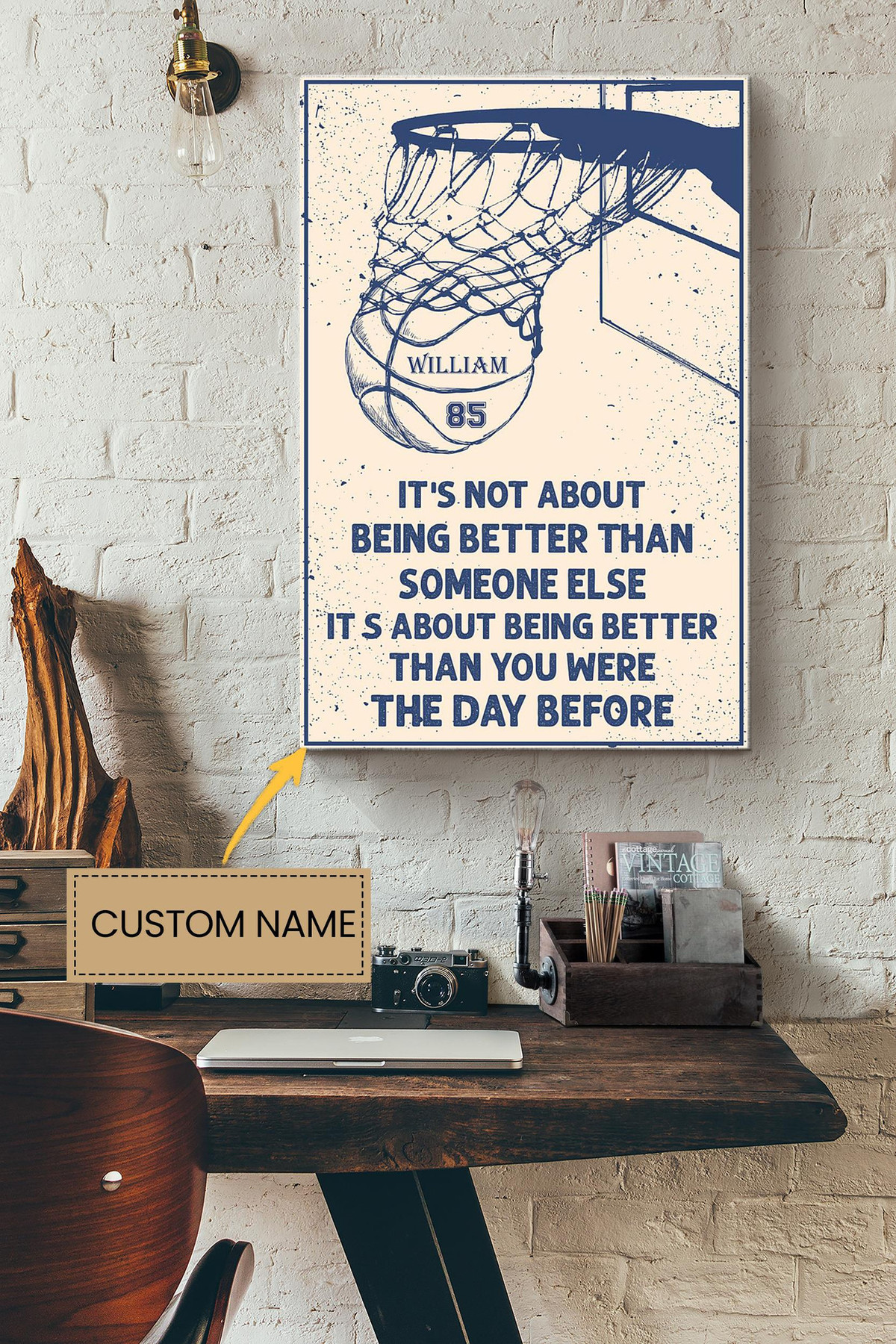 Basketball It's About Being Better Than You Were Yesterday Personalized Canvas Sport GIft For Basketball Player Basketball Lover Canvas Gallery Painting Wrapped Canvas Framed Prints, Canvas Paintings Wrapped Canvas 8x10
