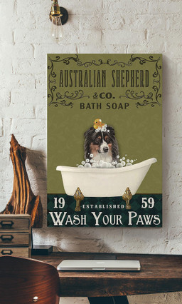 Australian Shepherd Bath Soap Wash Your Paws For Dog Owner Bathroom Decor1 Canvas Gallery Painting Wrapped Canvas Framed Prints, Canvas Paintings Wrapped Canvas 16x24