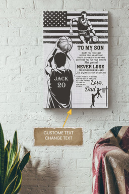 Basketball To My Son Personalized Canvas Sport Gift For Basketball Player Basketball Lover Son Canvas Gallery Painting Wrapped Canvas Framed Gift Idea Framed Prints, Canvas Paintings Wrapped Canvas 20x30