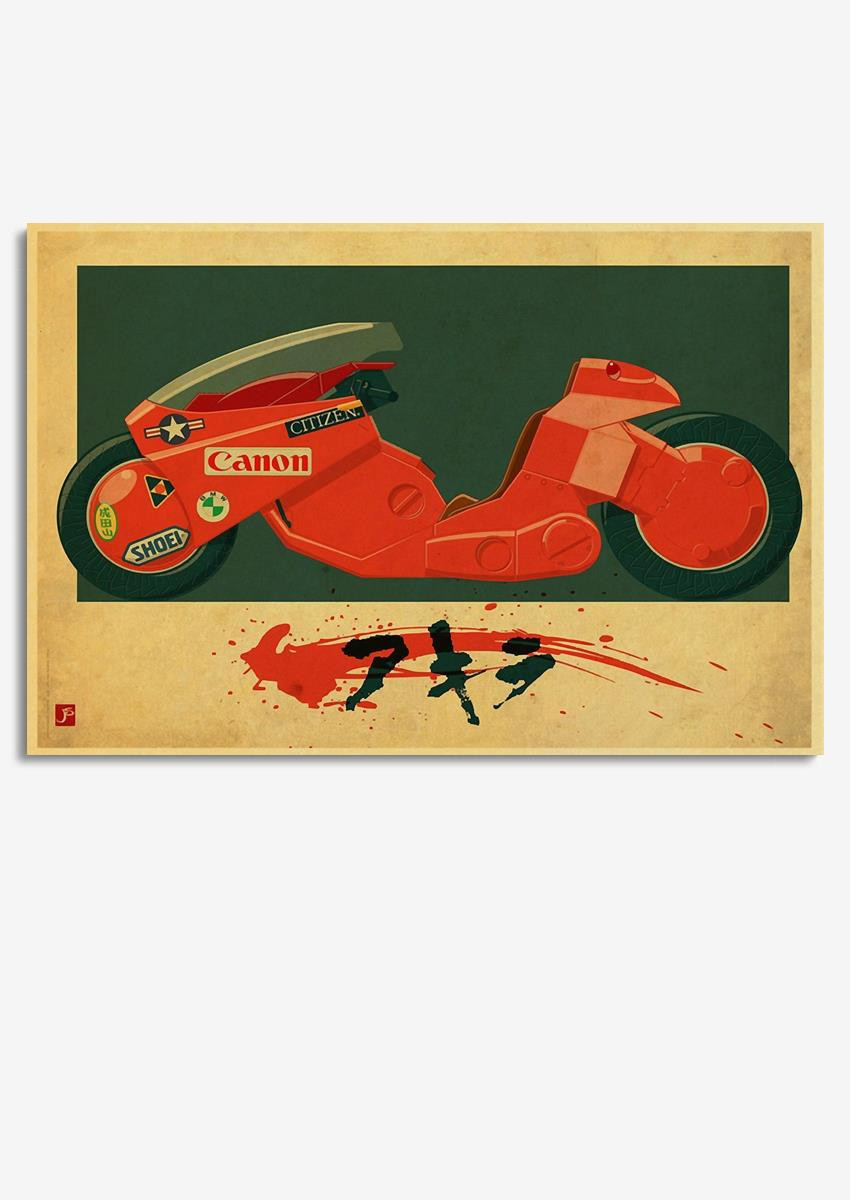 Akira Speed Bike Sticker Boys Room Decor Motorcycle Enthusiast Gifts Wrapped Canvas 8x10