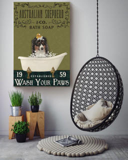 Australian Shepherd Bath Soap Wash Your Paws For Dog Owner Bathroom Decor1 Canvas Gallery Painting Wrapped Canvas Framed Prints, Canvas Paintings Wrapped Canvas 24x36
