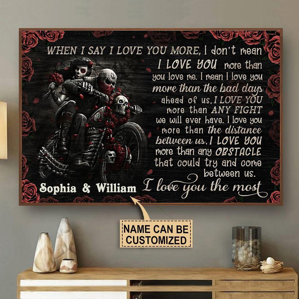 Aeticon Gifts Personalized Motorcycle I Love You The Most Canvas Home Decor Wrapped Canvas 8x10