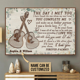 Aeticon Gifts Personalized Acoustic Guitar Floral The Day I Met You Canvas Home Decor Wrapped Canvas 12x16