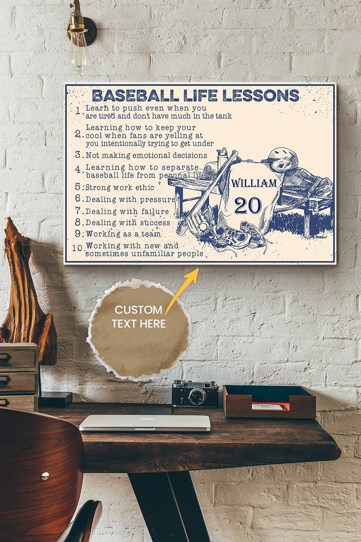 Baseball Lesson Rules Personalized Canvas Sport Gift For Baseball Player Baseball Lover Canvas Gallery Painting Wrapped Canvas Framed Gift Idea Framed Prints, Canvas Paintings Wrapped Canvas 8x10