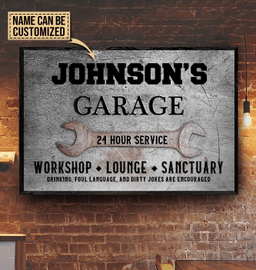 Aeticon Gifts Personalized Auto Garage Sign Metal Printed Canvas Home Decor Wrapped Canvas 8x10
