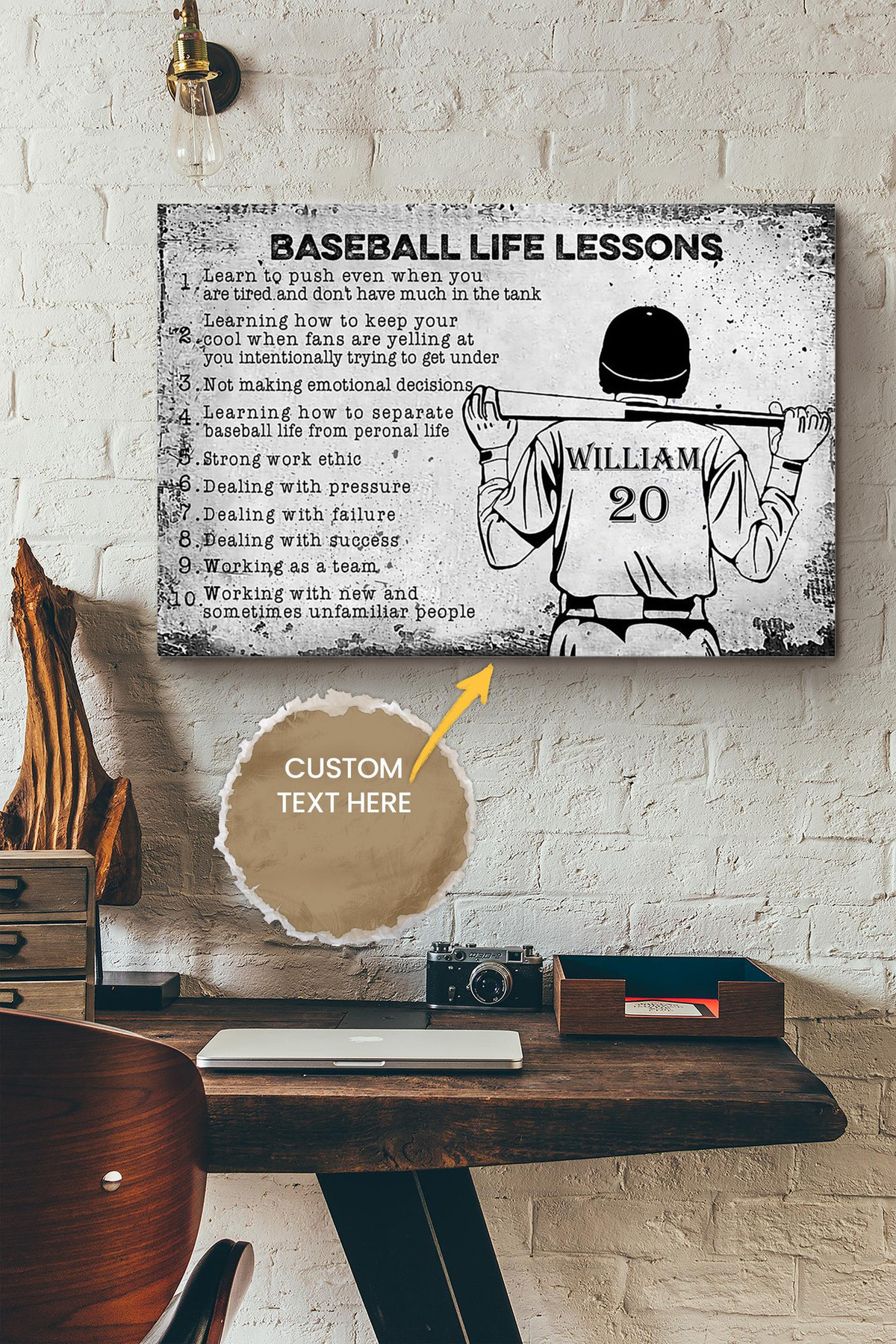 Baseball Life Rules Personalized Canvas Sport Gift For Baseball Player Baseball Lover Canvas Gallery Painting Wrapped Canvas Framed Prints, Canvas Paintings Wrapped Canvas 8x10