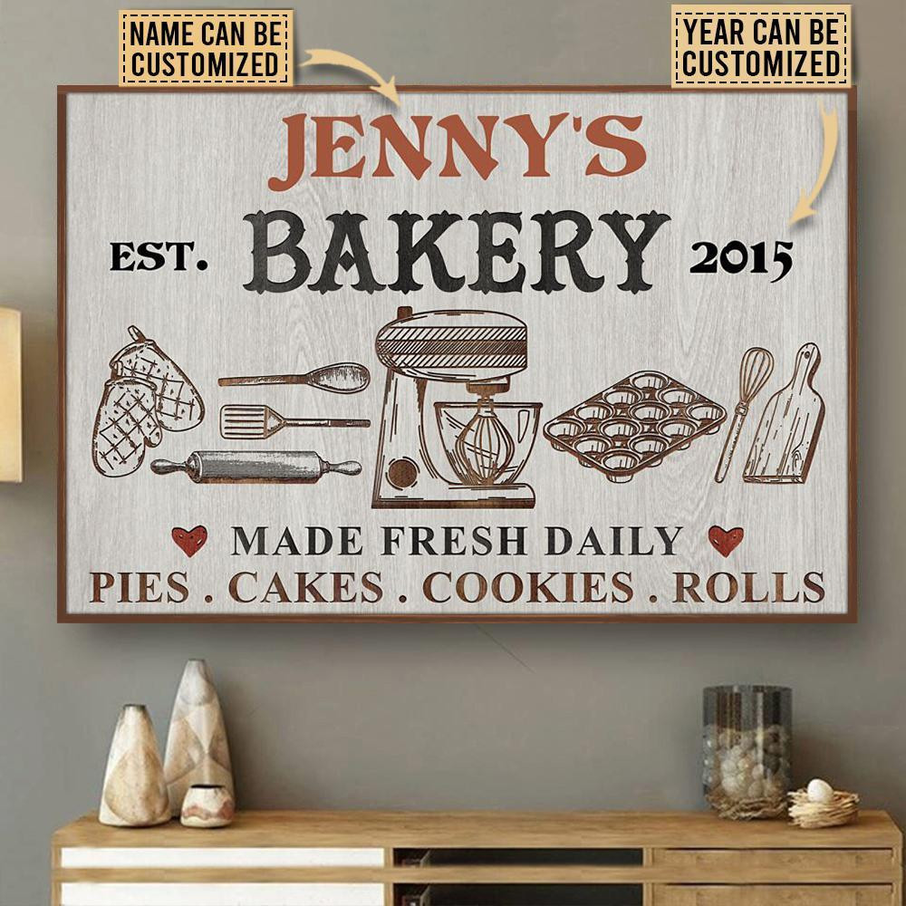 Aeticon Gifts Personalized Baking Bakery Made Fresh Daily Cookies Rolls Canvas Home Decor Wrapped Canvas 8x10
