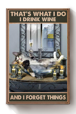 Cat I Drink Wine And I Forget Things Animal Gift For Cat Lover International Cat Day Kitten Foster Canvas Framed Prints, Canvas Paintings Wrapped Canvas 12x16