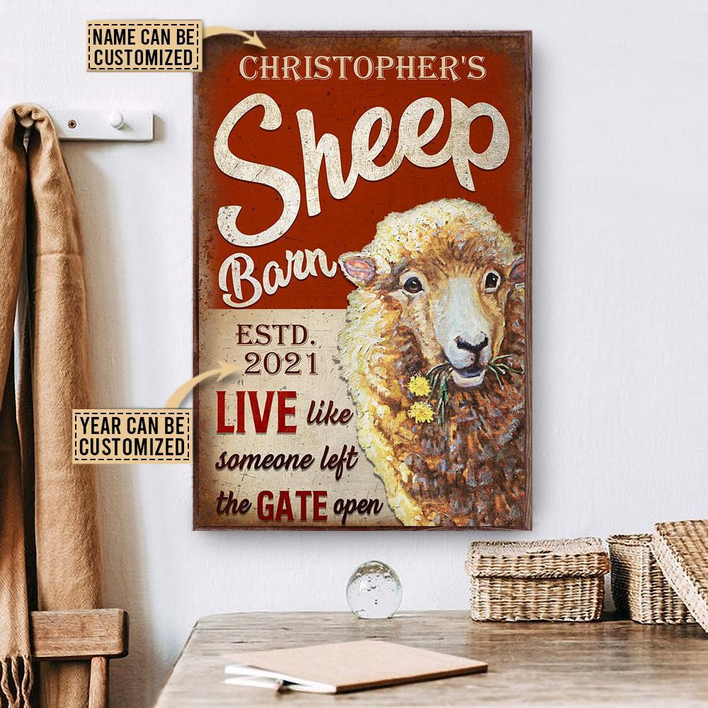 Aeticon Gifts Personalized Canvass Sheep Barn The Gate Open Canvas Mom Dad Gift Wrapped Canvas 8x10