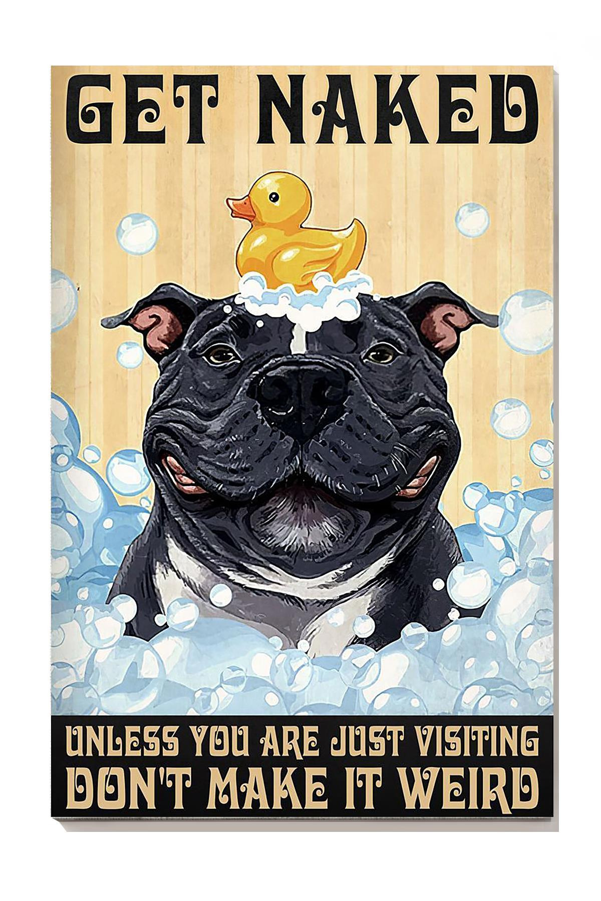 Bul Dog And Duck Get Naked Donot Make It Weird Dog For Bathroom Decor Canvas Gallery Painting Wrapped Canvas Framed Gift Idea Framed Prints, Canvas Paintings Wrapped Canvas 8x10