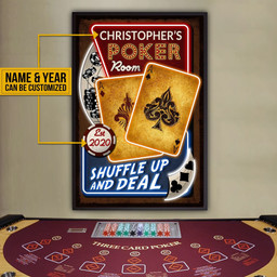 Aeticon Gifts Personalized Poker Room Shuffle Up And Deal Canvas Home Decor Wrapped Canvas 8x10