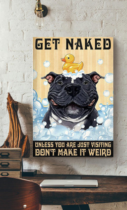 Bul Dog And Duck Get Naked Donot Make It Weird Dog For Bathroom Decor Canvas Gallery Painting Wrapped Canvas Framed Gift Idea Framed Prints, Canvas Paintings Wrapped Canvas 16x24