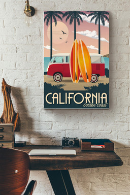 California Golden Coast Canvas Traveling Gift For Tourist Souvenir Traveling Lover Surfing Lover Canvas Gallery Painting Wrapped Canvas Framed Gift Idea Framed Prints, Canvas Paintings Wrapped Canvas 16x24