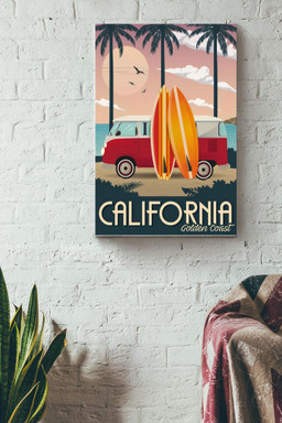 California Golden Coast Canvas Traveling Gift For Tourist Souvenir Traveling Lover Surfing Lover Canvas Gallery Painting Wrapped Canvas Framed Gift Idea Framed Prints, Canvas Paintings Wrapped Canvas 12x16