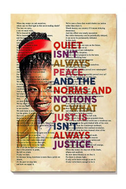 Amanda Gorman Quiet Isnot Always Peace Poem Amanda Gorman Gift For Book Loves Feminist Canvas Gallery Painting Wrapped Canvas Framed Gift Idea Framed Prints, Canvas Paintings Wrapped Canvas 12x16