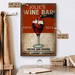 Aeticon Gifts Personalized Wine Uncork And Unwind Canvas Home Decor Wrapped Canvas 12x16