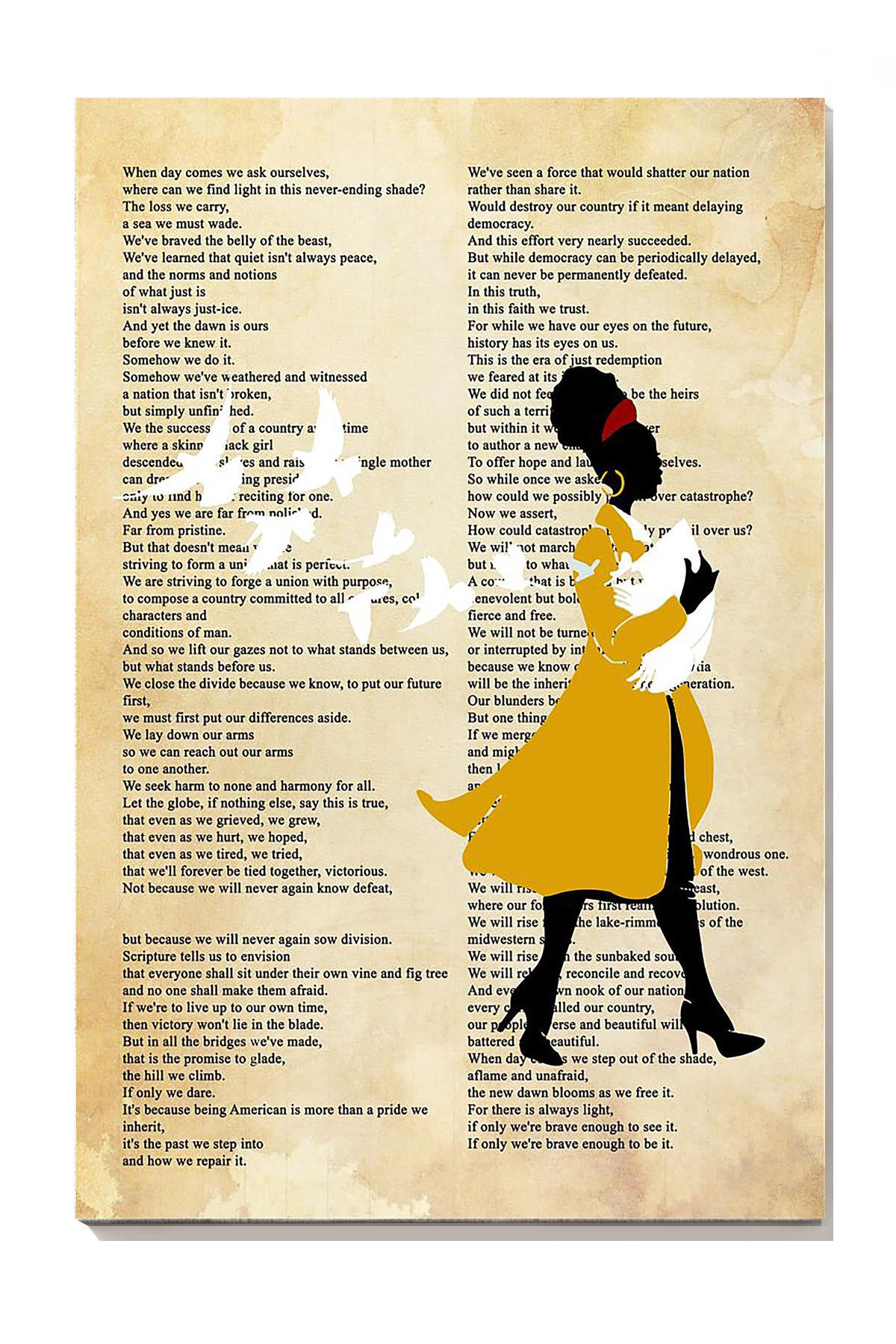 Amanda Gorman Inaugural Poet Amanda Gorman For Inauguration Canvas Gallery Painting Wrapped Canvas Framed Gift Idea Framed Prints, Canvas Paintings Wrapped Canvas 8x10