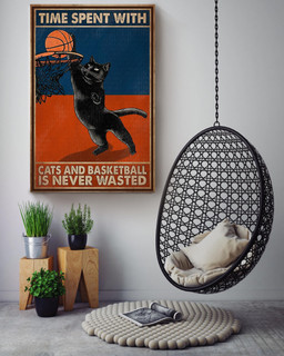 Basketball Time Spent With Cats And Basketball Is Never Wasted Quote For Basketball Lover Canvas Framed Prints, Canvas Paintings Wrapped Canvas 24x36