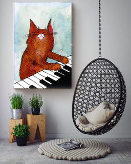 Cat Playing Piano Funny Piano For Pianist Music Theatre Decor Canvas Gallery Painting Wrapped Canvas Framed Gift Idea Framed Prints, Canvas Paintings Wrapped Canvas 32x48