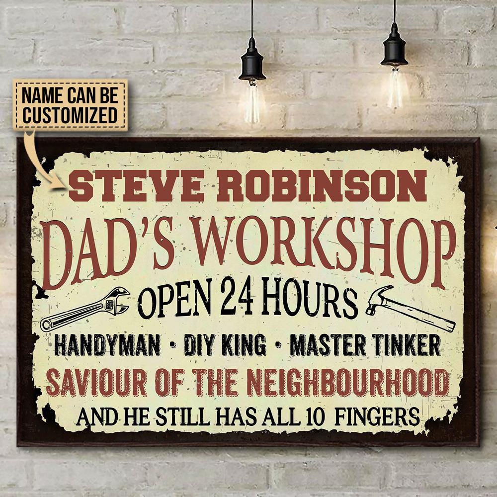 Aeticon Gifts Personalized Handyman Dad Workshop Diy King Canvas Mom Gift Home Decor Wrapped Canvas 8x10