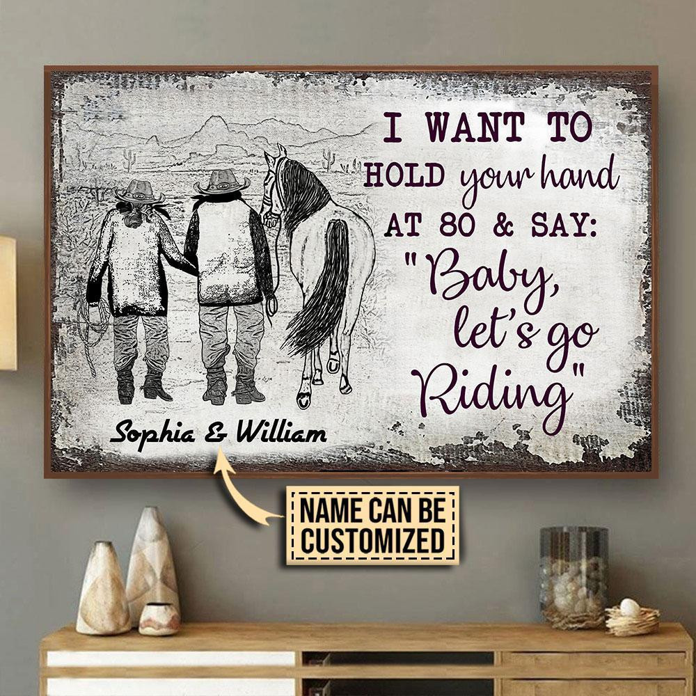 Aeticon Gifts Personalized Cowboy Lets Go Riding Sketch Canvas Home Decor Wrapped Canvas 8x10