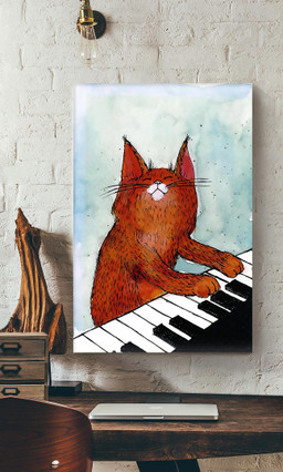 Cat Playing Piano Funny Piano For Pianist Music Theatre Decor Canvas Gallery Painting Wrapped Canvas Framed Gift Idea Framed Prints, Canvas Paintings Wrapped Canvas 16x24