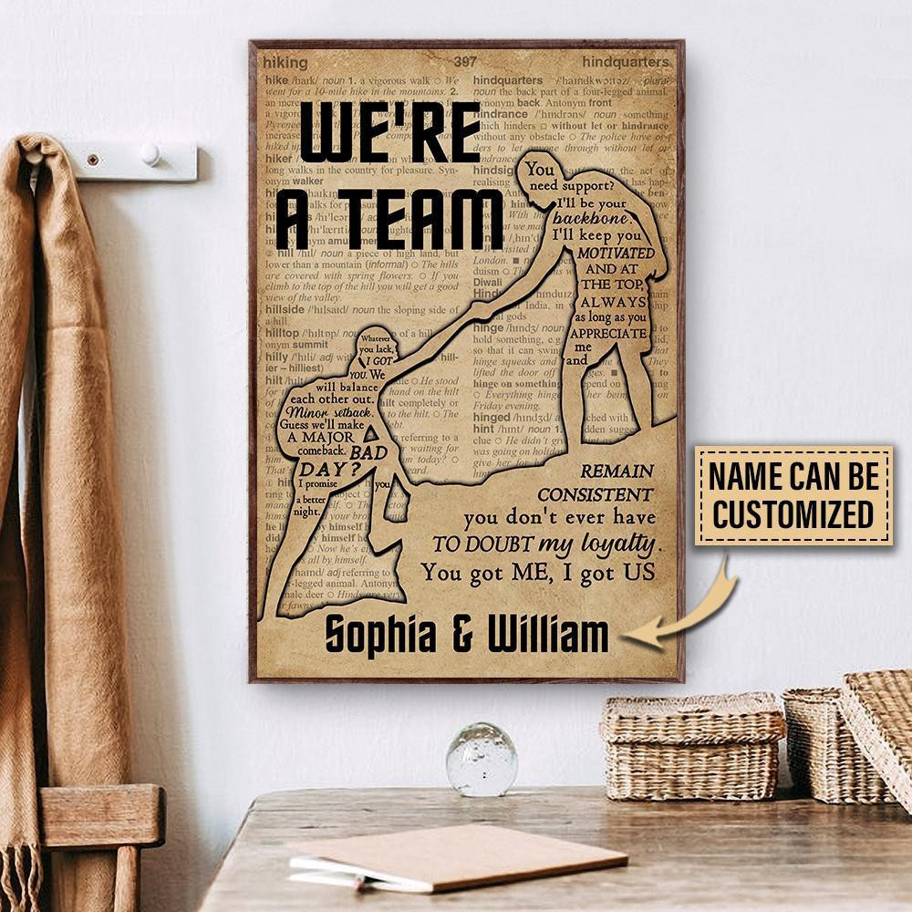 Aeticon Gifts Personalized Hiking Couple Were A Team Canvas Home Decor Wrapped Canvas 8x10