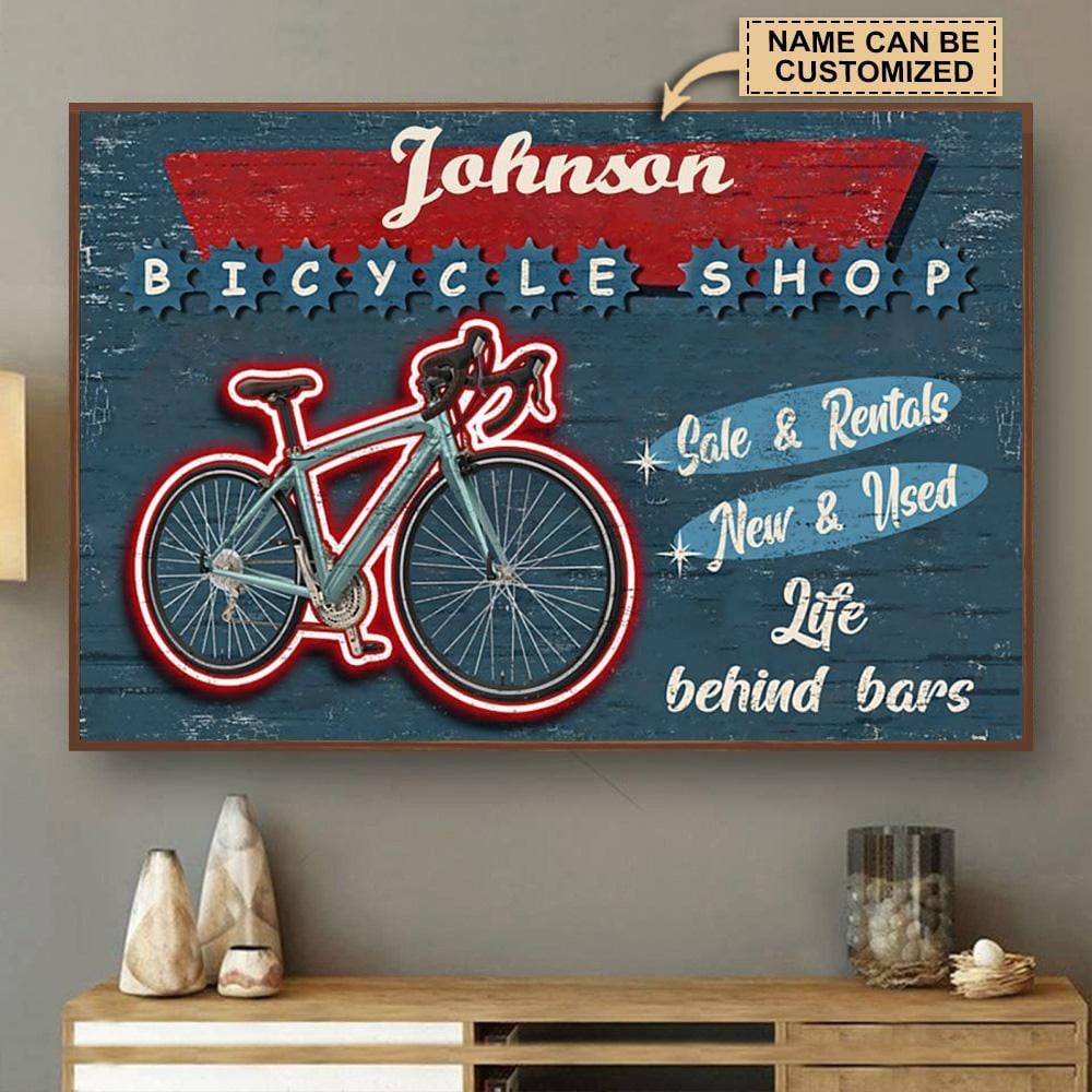 Aeticon Gifts Personalized Cycling Bicycle Shop Life Behind Bar Canvas Home Decor Wrapped Canvas 8x10