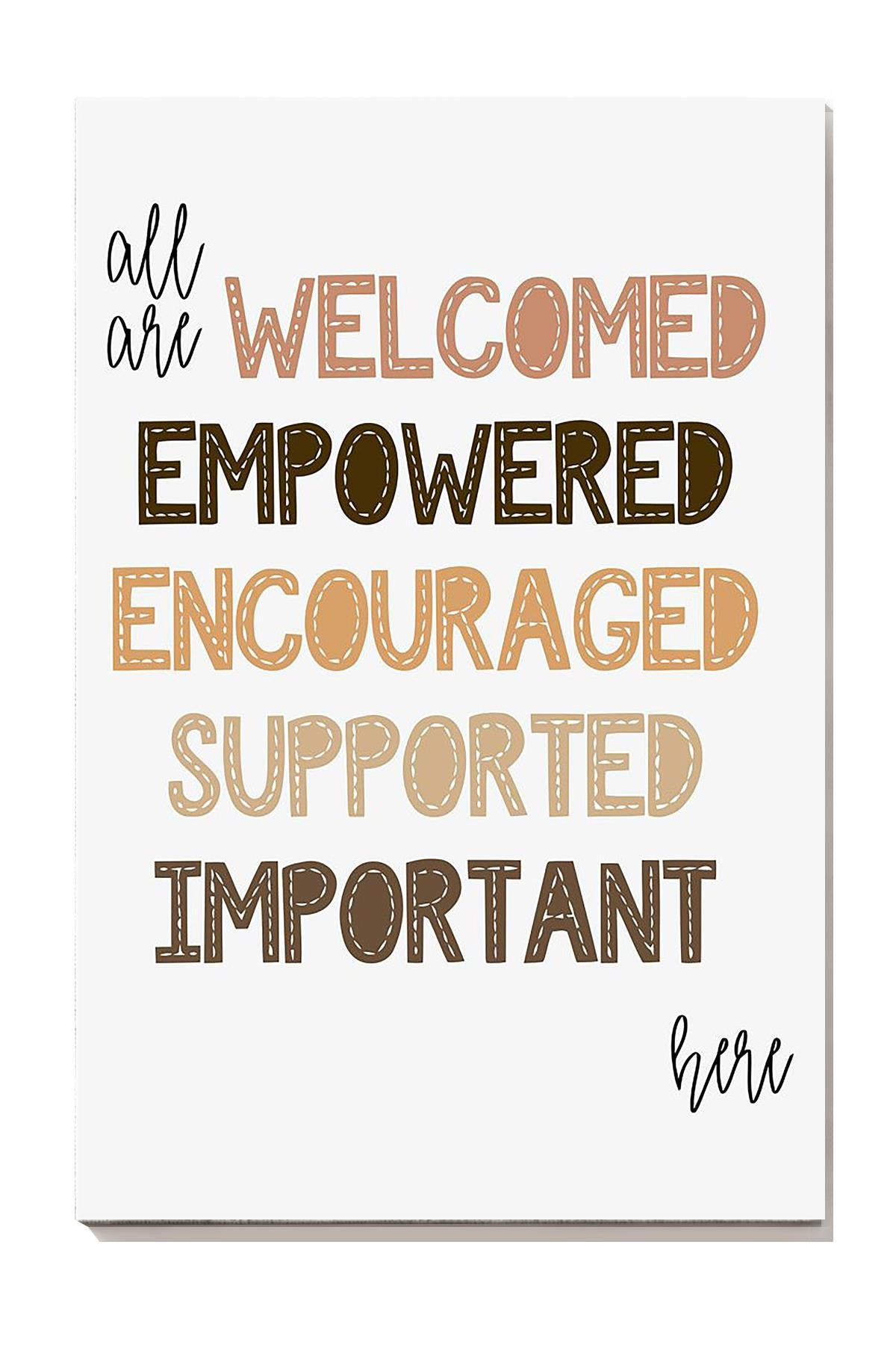 All Are Welcomed Empowered Here Equality Gift For Feminist Lawyer Canvas Gallery Painting Wrapped Canvas Framed Gift Idea Framed Prints, Canvas Paintings Wrapped Canvas 8x10