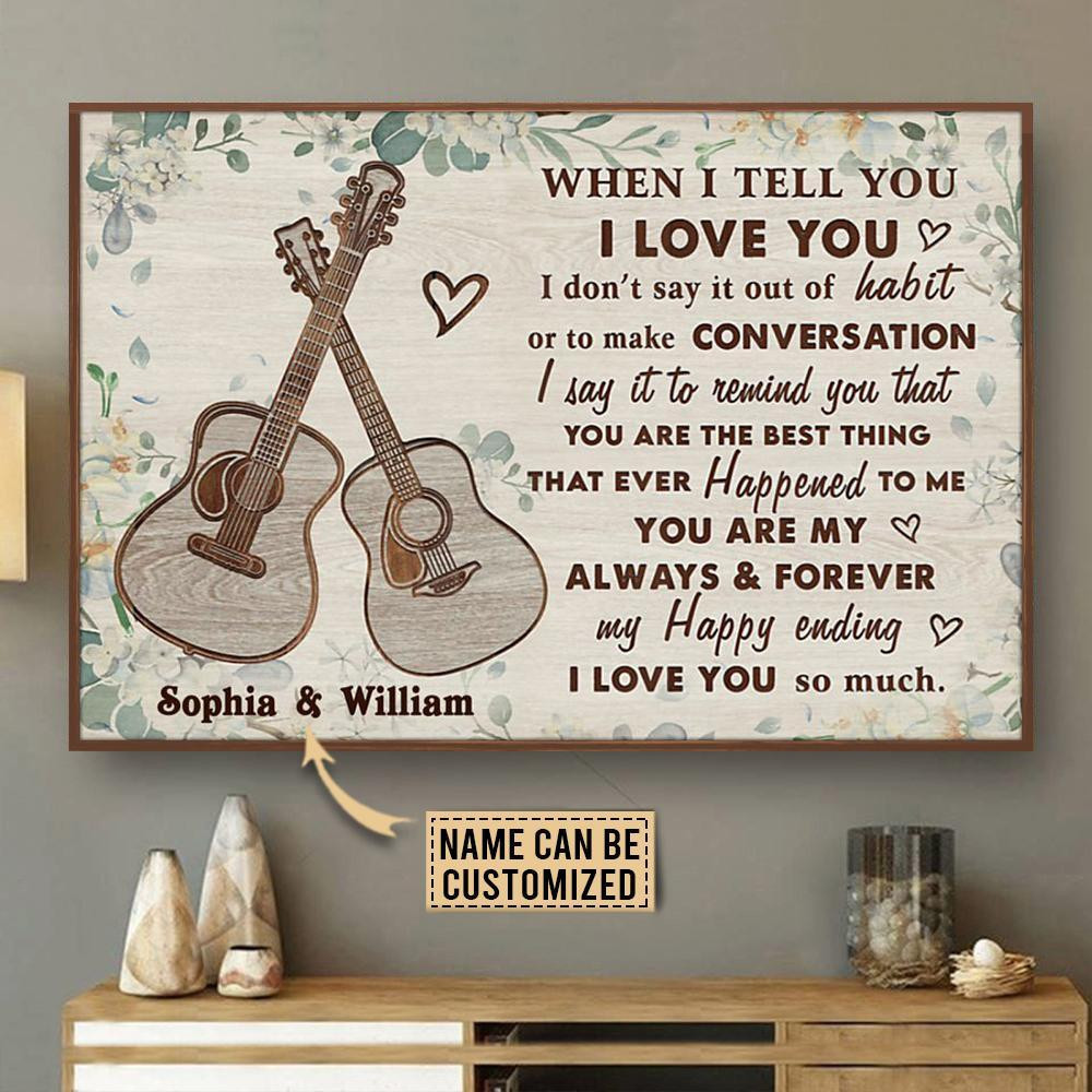 Aeticon Gifts Personalized Acoustic Guitar Floral When I Tell You Canvas Home Decor Wrapped Canvas 8x10