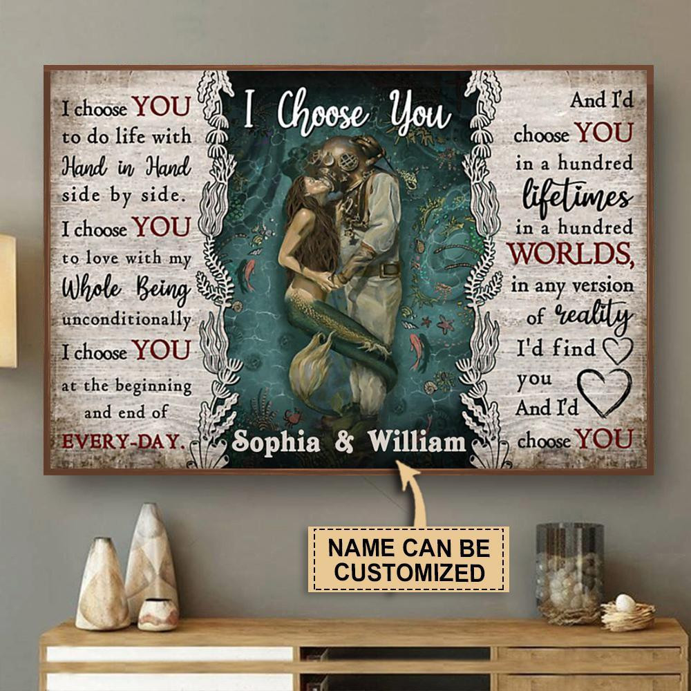Aeticon Gifts Personalized Scuba Diving I Choose You Pallet Canvas Home Decor Wrapped Canvas 8x10