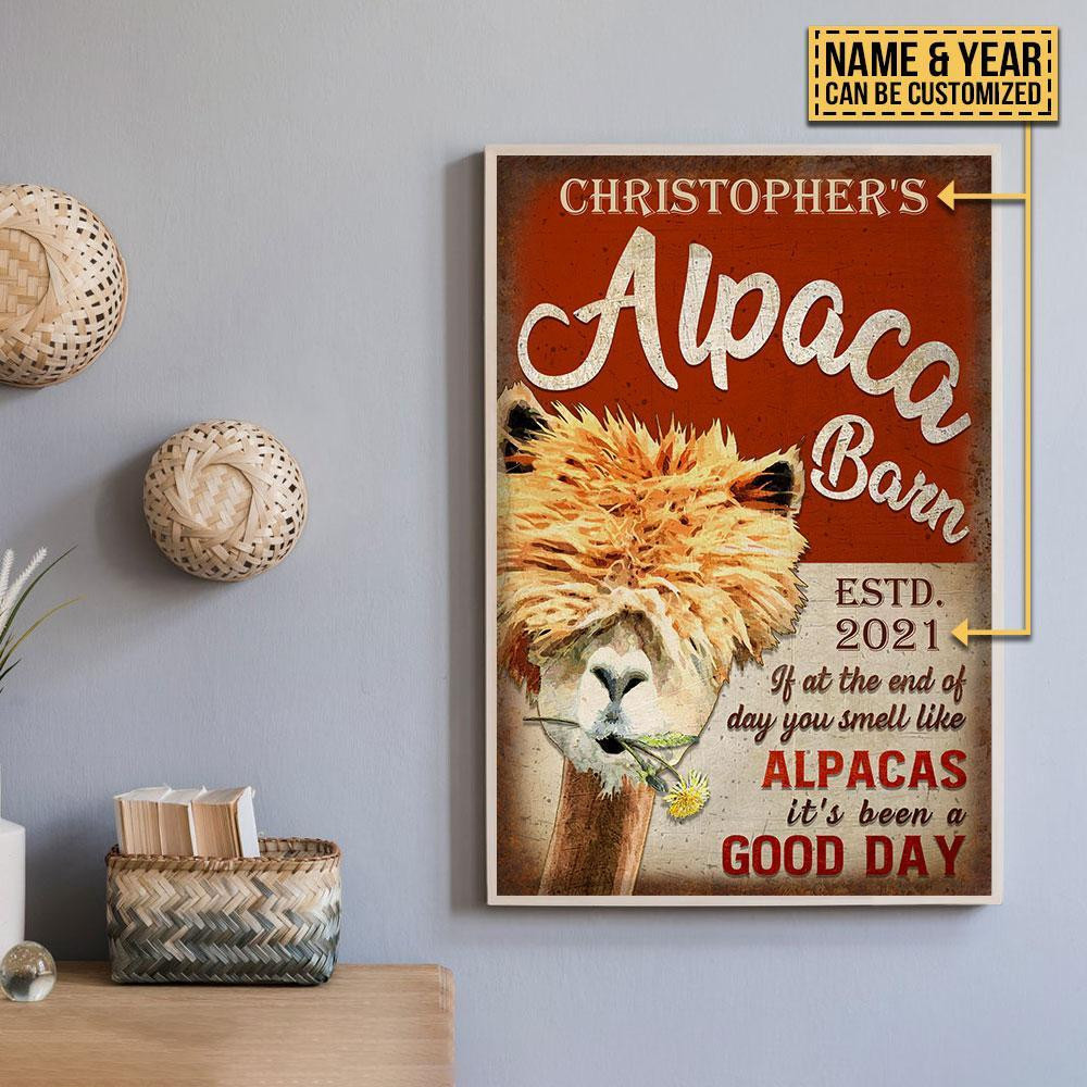 Aeticon Gifts Personalized Alpaca Barn Good Day Canvas Home Decor Wrapped Canvas 8x10