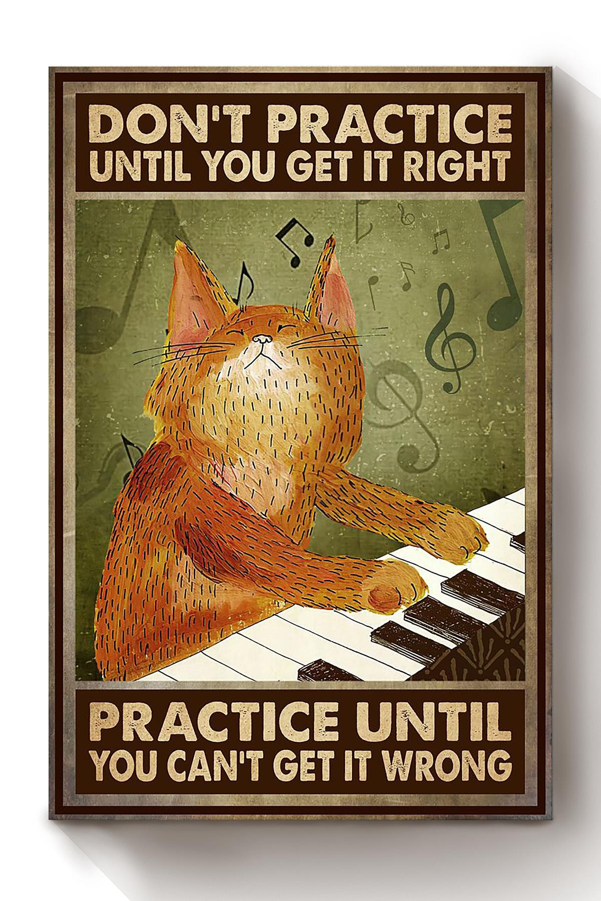 Cat Plays Piano Animal Gift For Cat Lover International Cat Day Kitten Foster Canvas Framed Prints, Canvas Paintings Wrapped Canvas 8x10