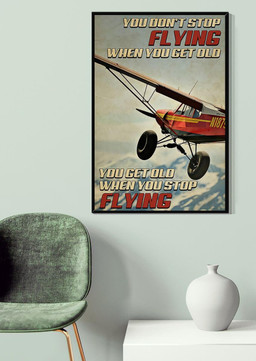 Airplane You Get Old When You Stop Flying Aircraft Gift For Pilots Pilot Plane Canvas Gallery Painting Wrapped Canvas Framed Gift Idea Framed Prints, Canvas Paintings Framed Matte Canvas 12x16