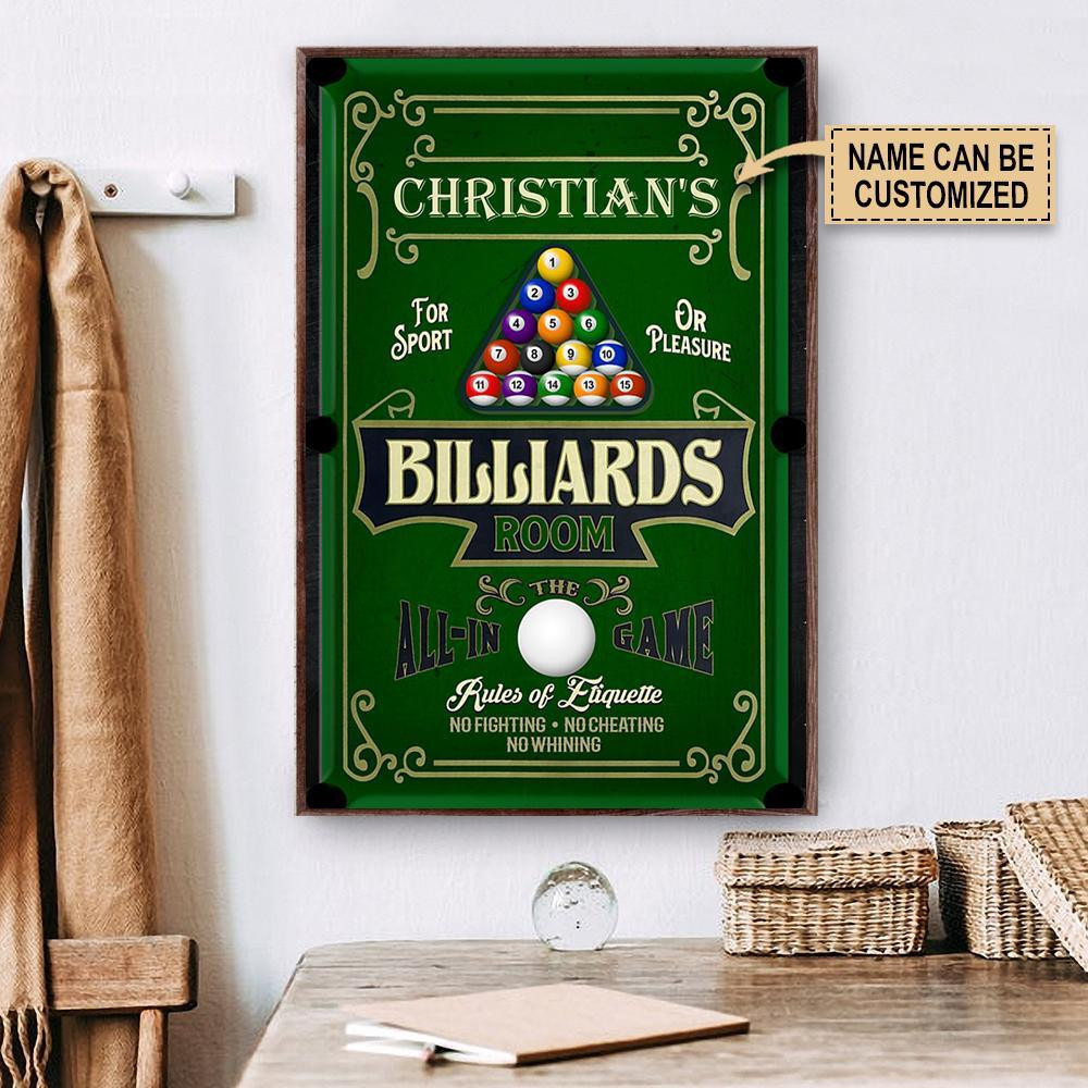 Aeticon Gifts Personalized Billiards Room All In Game Canvas Home Decor Wrapped Canvas 8x10