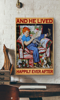 And He Lived Happily Ever After Music Theatre Decor For Trumpet Lover Boy Room Decor Birthday Canvas Gallery Painting Wrapped Canvas Framed Prints, Canvas Paintings Wrapped Canvas 16x24