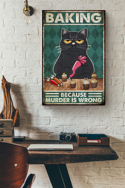 Black Cat Baking Because Murder Is Wrong Vintage For Bakery Shop Cat Lover Canvas Framed Prints, Canvas Paintings Framed Matte Canvas 8x10