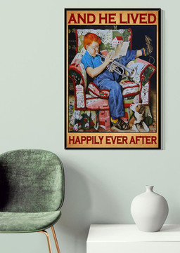 And He Lived Happily Ever After Music Theatre Decor For Trumpet Lover Boy Room Decor Birthday Canvas Gallery Painting Wrapped Canvas Framed Prints, Canvas Paintings Framed Matte Canvas 8x10