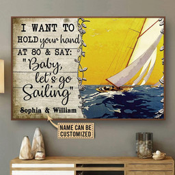 Aeticon Gifts Personalized Sea Sailing I Want To Hold Your Hand Canvas Home Decor Wrapped Canvas 12x16