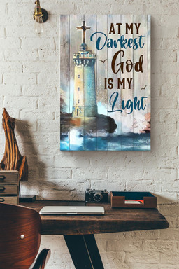 At The Darkest Day God Is My Light Christian Believer Catholic Canvas Framed Prints, Canvas Paintings Framed Matte Canvas 12x16