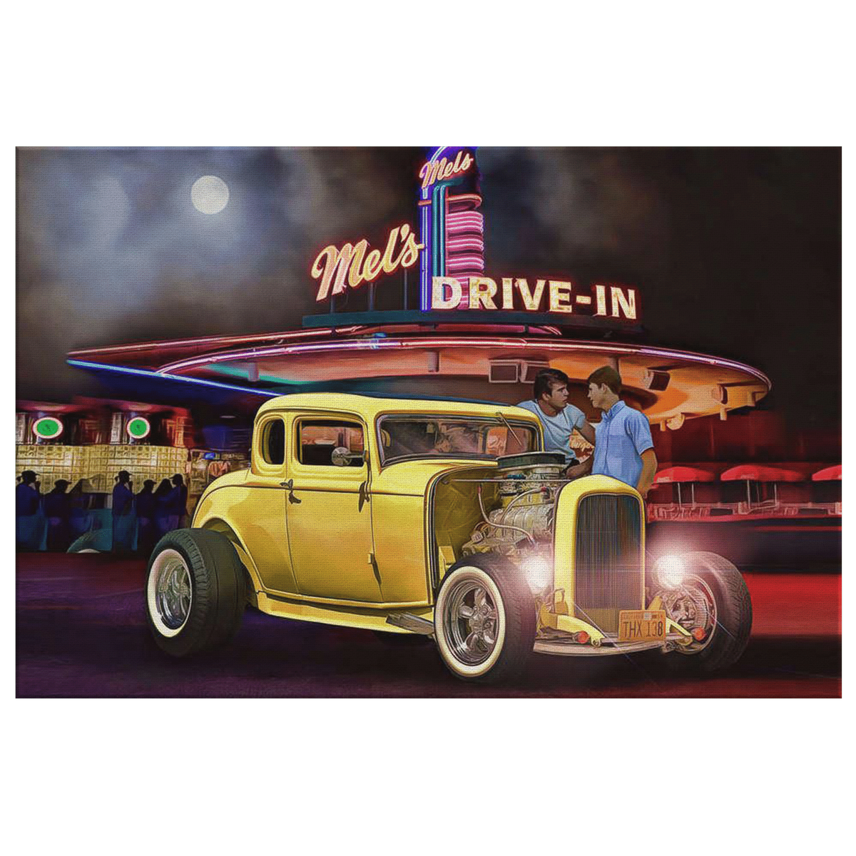 American Graffiti Canvas Gallery Painting Wrapped Canvas Vintage Home Décor Framed Prints, Canvas Paintings Wrapped Canvas 8x10
