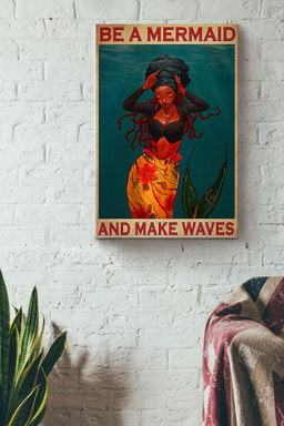 Be A Mermaid And Make Waves Vintage Canvas Mermaid Gift For Fairy Tales Lover Girls Kid Bff Housewarming Canvas Gallery Painting Wrapped Canvas Framed Prints, Canvas Paintings Wrapped Canvas 12x16