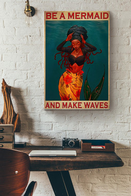 Be A Mermaid And Make Waves Vintage Canvas Mermaid Gift For Fairy Tales Lover Girls Kid Bff Housewarming Canvas Gallery Painting Wrapped Canvas Framed Prints, Canvas Paintings Wrapped Canvas 20x30