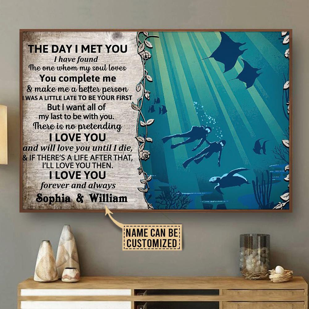 Aeticon Gifts Personalized Scuba Diving The Day I Met You Canvas Home Decor Wrapped Canvas 8x10