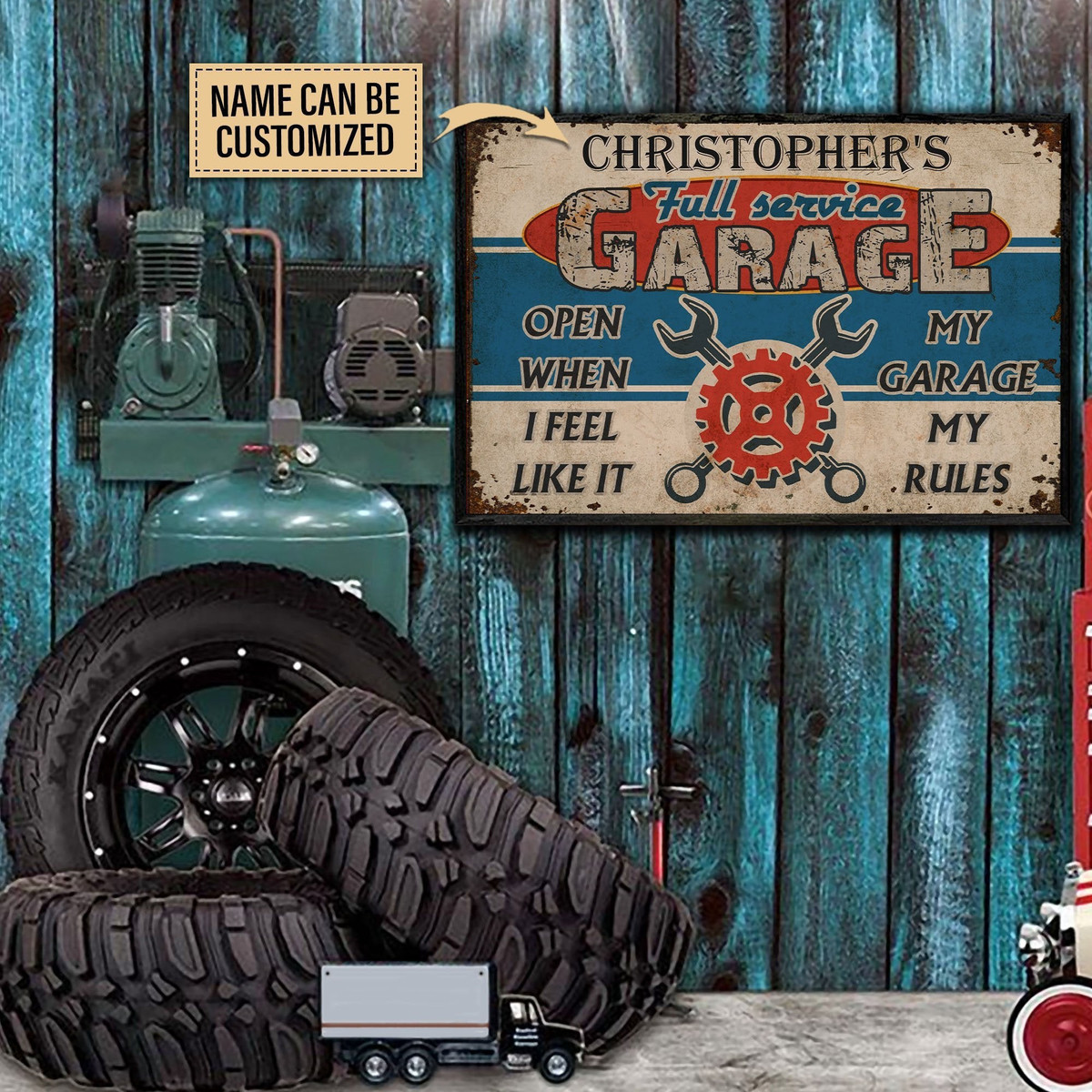 Aeticon Gifts Personalized Auto Mechanic Garage Open When I Feel Canvas Home Decor Wrapped Canvas 8x10