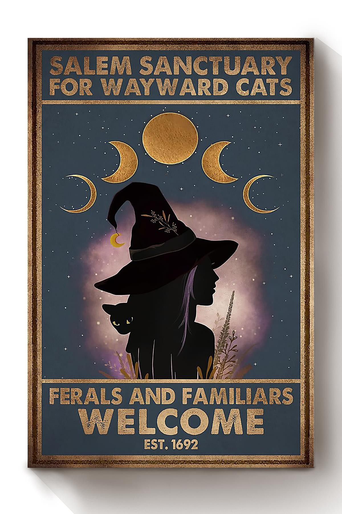 Black Cat Salem Sanctualy For Wayward Cats Animal Gift For Cat Lover International Cat Day Halloween Decor Kitten Foster Canvas Framed Prints, Canvas Paintings Wrapped Canvas 8x10