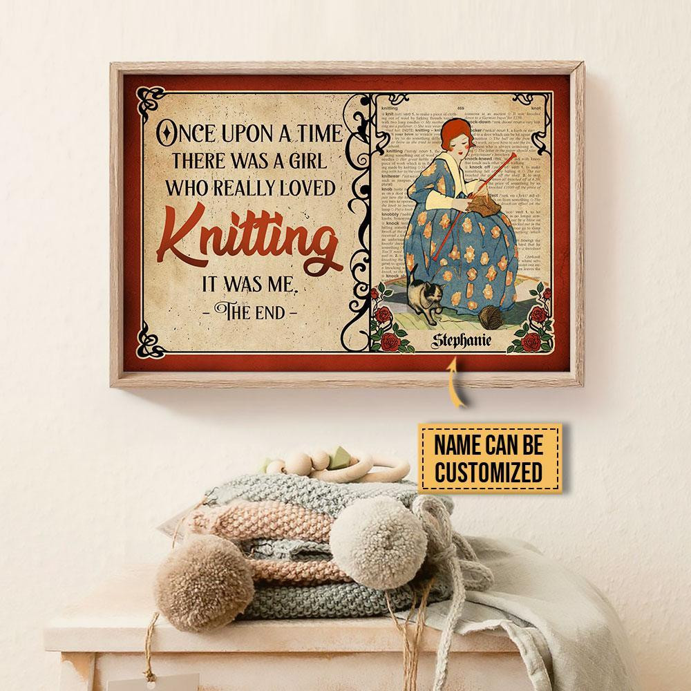 Aeticon Gifts Personalized Knitting Once Upon A Time Canvas Home Decor Wrapped Canvas 8x10