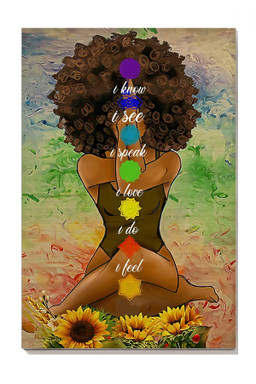 Black Girl Meditation Yoga Afro Woman Mandala Namaste Art For Yoga Lover Canvas Wrapped Canvas 8x10