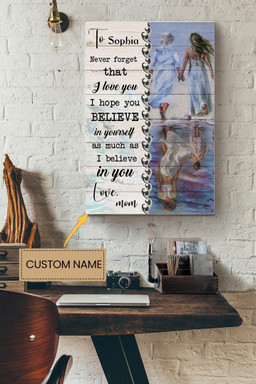 Beach Mother Daughter Reflection Never Forget I Love You Mom Personalized Canvas Mother Quotes Gift For Mother's Day Mommy Mama Canvas Gallery Painting Wrapped Canvas Framed Prints, Canvas Paintings Wrapped Canvas 8x10